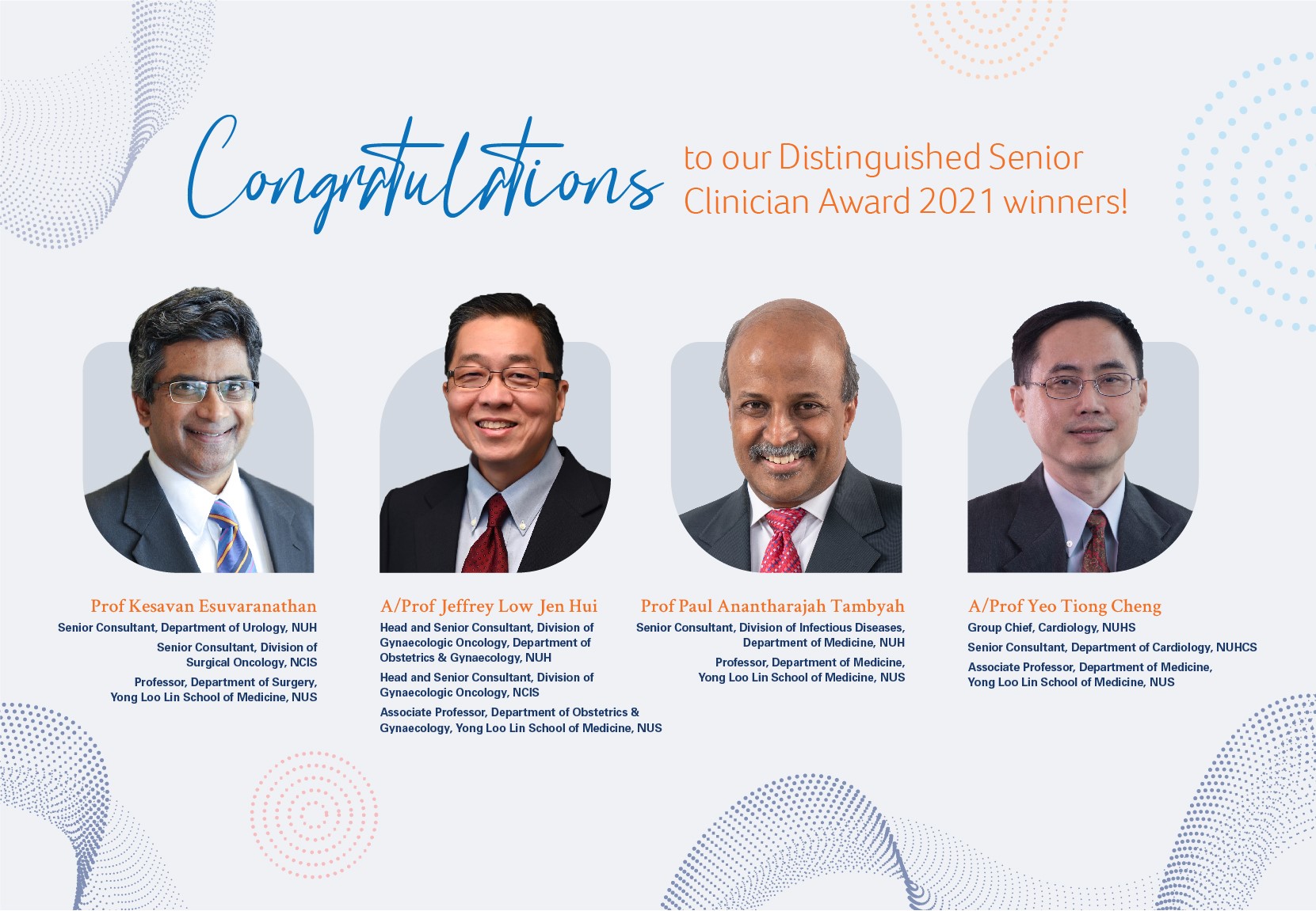 Congratulations to Our 2021 Distinguished Senior Clinician Award winners