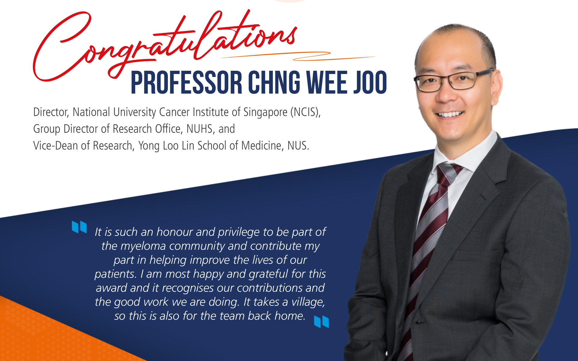 Prof Chng Wee Joo - 2020 Brian G.M. Durie Outstanding Achievement Award