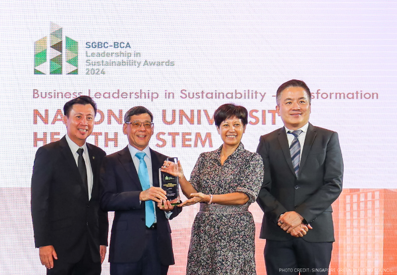 NUHS is honoured to bag the Business Leadership in Sustainability Award in the 'Transformation' sub-category at the SGBC-BCA Leadership in Sustainability Awards 2024!