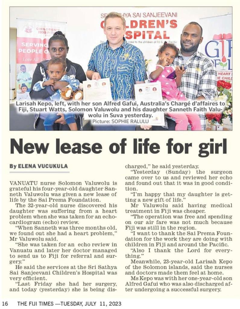 New lease of life for girl